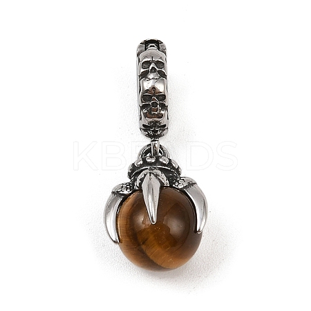 Dragon Claw 316 Surgical Stainless Steel & Round Natural Tiger Eye Pendant Decoration STAS-Z165-07AS-01-1