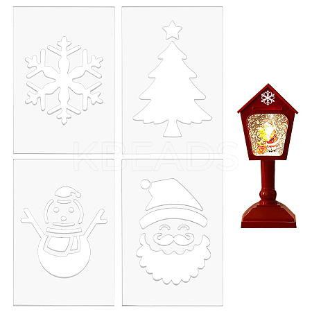 4Pcs Christmas Theme Acrylic Quilting Templates DIY-BC0015-86A-1