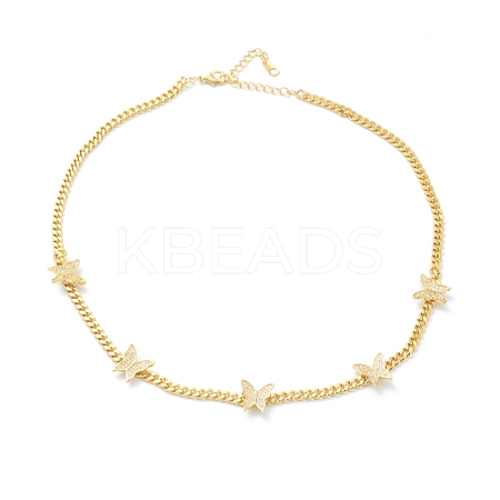 Brass Micro Pave Clear Cubic Zirconia Choker Necklaces NJEW-H308-04G-1