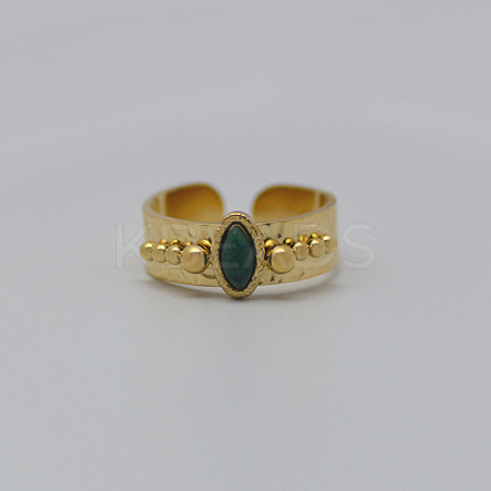 204 Stainless Steel with Synthetic Turquoise Cuff Rings FS-WG1A4E8-05-1