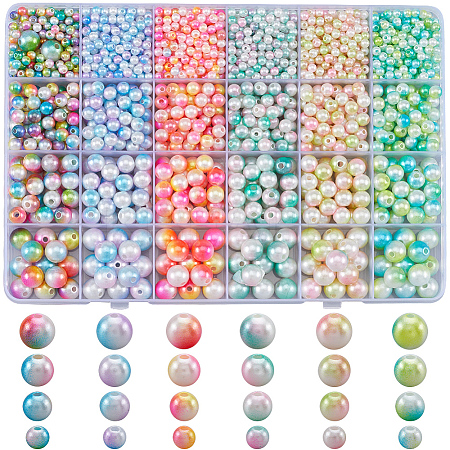 1890Pcs Two Tone ABS Plastic Imitation Pearl Beads Sets DIY-WH20010-19B-1