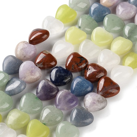 Natural Quartz Crystal & Red Jasper & Green Aventurine & Blue Aventurine & Lepidolite & Amethyst & Lemon Jade Beads Strands G-B022-39C-1
