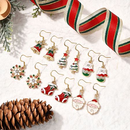 6 Pairs Alloy Enamel Dangle Earrings EJEW-JE06605-1