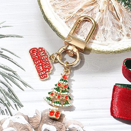 Christmas Alloy Enamel Pendant Decorations HJEW-YW00048-01-1
