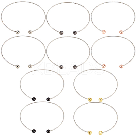 10Pcs 5 Colors Stainless Steel Cuff Torque Bangle Making STAS-SC0021-18-1