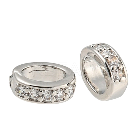 Brass Micro Pave Clear Cubic Zirconia Beads KK-P277-41P-1