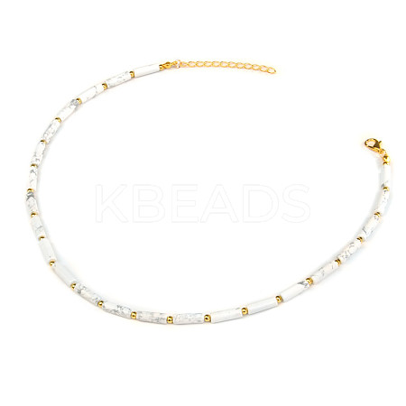 Bohemian Style Natural Howlite Tube Beaded Necklaces TD3612-6-1