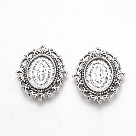 Tibetan Style Alloy Cabochon Settings TIBE-Q073-76AS-1