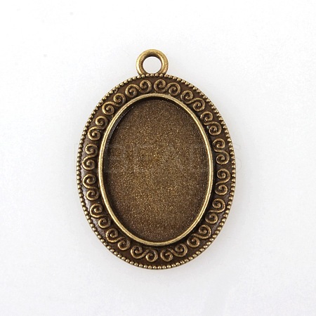 Vintage Tibetan Alloy Pendant Cabochon Bezel Settings TIBEP-M018-39AB-NF-1