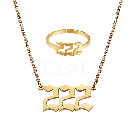 Number Pendant Necklace & Open Cuff Ring JX196A-1