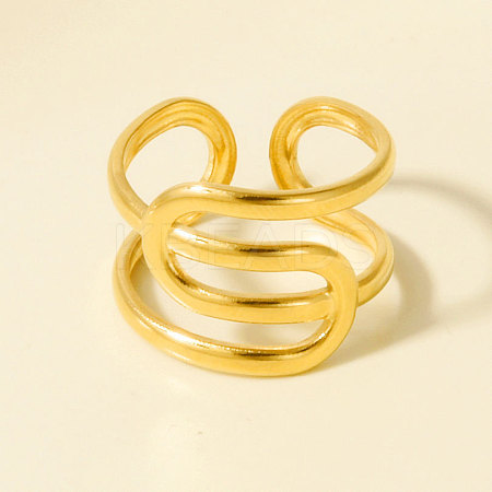 Geometric Irregular 304 Stainless Steel Cuff Open Rings for Women MC3709-2-1