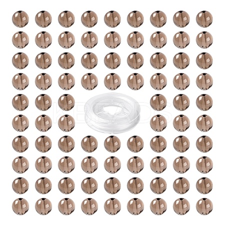100Pcs 8mm Natural Smoky Quartz Round Beads DIY-LS0002-06-1