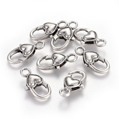 Tibetan Style Heart Lobster Claw Clasps LF013Y-TAS-NR-1