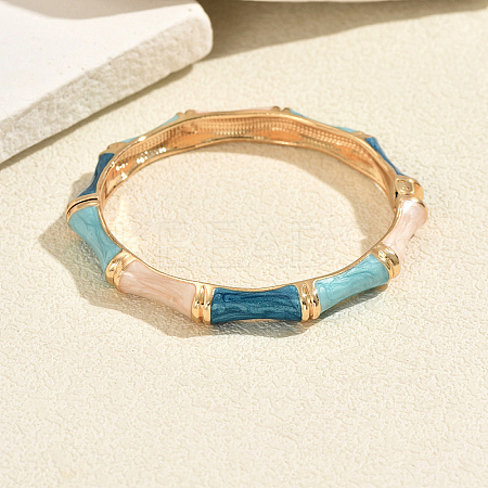 Vintage Zinc Alloy Enamel Bamboo Hinged Cuff Bangles for Women BF0651-1-1