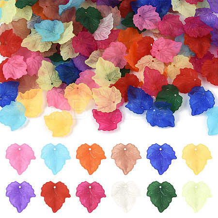 360Pcs 11 Colors Autumn Theme Transparent Frosted Acrylic Pendants MACR-YW0004-03-1