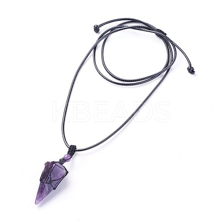 Natural Amethyst Pendants Necklaces NJEW-E140-A02-1