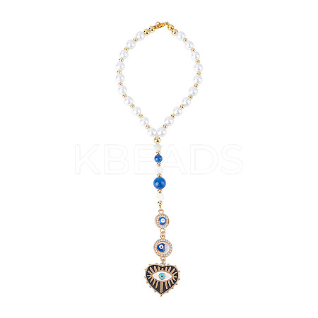 Heart with Evil Eye Alloy Enamel Hanging Ornaments HJEW-DR00016-1