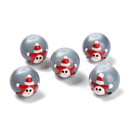 Christmas Theme Baking Paint Glass Beads LAMP-I028-03A-1
