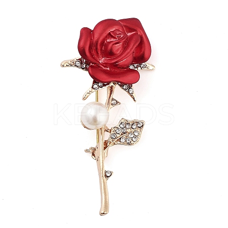 Valentine's Day Rose Zinc Alloy Crystal Rhinestone Brooches LS-JEWB-I031-02B-1