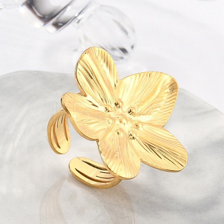 Real 18K Gold Plated 304 Stainlee Steel Open Ring RJEW-Z034-01A-1