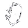 Anti-Tarnish Rhodium Plated 925 Sterling Silver Cuff Rings RJEW-BB66961-7