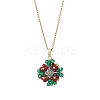 Glass Seed Beaded Clover Pendant 304 Stainless Steel Cable Chain Necklaces for Women NJEW-MZ00128-02-4