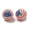 Spray Painted Wood European Beads with Rhinestone RESI-C038-03C-2