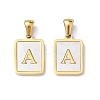 26Pcs Letter A~Z Ion Plating(IP) 304 Stainless Steel Pave Shell Pendants STAS-G327-01G-2