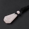 Natural Rose Quartz Hexagon Pendant Necklace with Nylon Cord NJEW-G094-A02-3