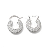 Brass Micro Pave Clear Cubic Zirconia Flat Round Hoop Earrings EJEW-K318-04B-P-4