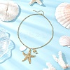 Summer Beach 304 Stainless Steel Starfish Dolphin & Natural Freshwater Shell Teardrop Pendant Necklaces for Women NJEW-JN05402-1