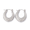 Non-Tarnish 304 Stainless Steel Wheat Ring Thick Hoop Earrings for Women LS-EJEW-B018-08P-1