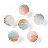 Frosted Baking Paint Crackle Glass Beads with Glitter Powder DGLA-T004-01C-1