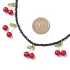 Natural Dyed Mashan Jade Red Cherry Pendant Glass Seed Beaded Necklaces for Women NJEW-TA00211-02-3