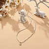 Cubic Zirconia Teardrop Pendant Necklace with Natural Moonstone Beaded Chains NJEW-JN04121-03-3