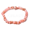 Dyed Natural Freshwater Shell Beaded Stretch Bracelets for Men Women BJEW-JB12478-02-2