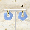Brass Resin Flower Hoop Earrings for Women EJEW-U038-01G-09-1