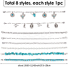 8Pcs 8 Styles Cowboy Theme Synthetic Turquoise & 304 Stainless Steel Baseball Cap Chain HJEW-SC0002-41-2