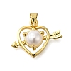 Heart with Arrow Rack Plating Brass Pendants KK-M079-23G-1