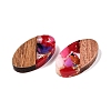 Transparent Resin and Walnut Wood Pendants RESI-T057-03L-2