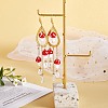 Natural Quartz Crystal Teardrop & Lampwork Mushroom Chandelier Earrings EJEW-SW00018-02-4