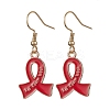 Awareness Ribbon Alloy Enamel Dangle Earrings EJEW-JE05483-4