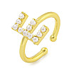 Rack Plating Brass Open Cuff Rings for Women RJEW-F162-01G-E-1