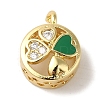 Rack Plating Brass Micro Pave Clear Cubic Zirconia with Enamel Pendant KK-P267-16G-1