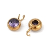 Ion Plating(IP) 304 Stainless Steel Micro Pave Cubic Zirconia Charms X-STAS-Z094-02G-04-2