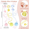 3Pcs 3 Colors Cloth & Iron Spring Ball Cat Toys AJEW-TA0002-21-3