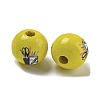 Printed Wood European Beads WOOD-L020-D07-2