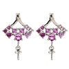 Rack Plating Brass Micro Pave Clear Cubic Zirconia Studs Earrings Finding KK-T072-13P-01-1