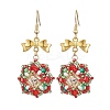 Christmas Theme Flower Glass Seed Beaded Dangle Earrings for Women EJEW-MZ00205-1
