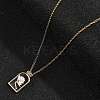 Arch with Flower Brass Enamel Pendant Necklaces NJEW-H051-06G-3